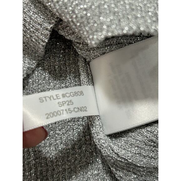 NEW J.Crew Women’s M Ribbed henley sweater with Lurex® metallic threads - Picture 8 of 9